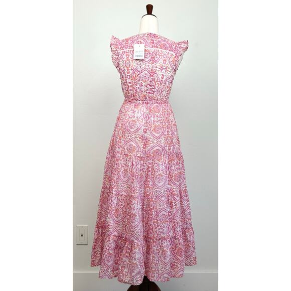 Mer St. Barth Giselle Safi Pink V-Neck Maxi Dress NWT - Picture 9 of 10